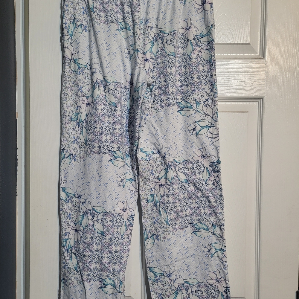 Jockey Blue and White Floral Pajama Pants - Picture 2 of 6